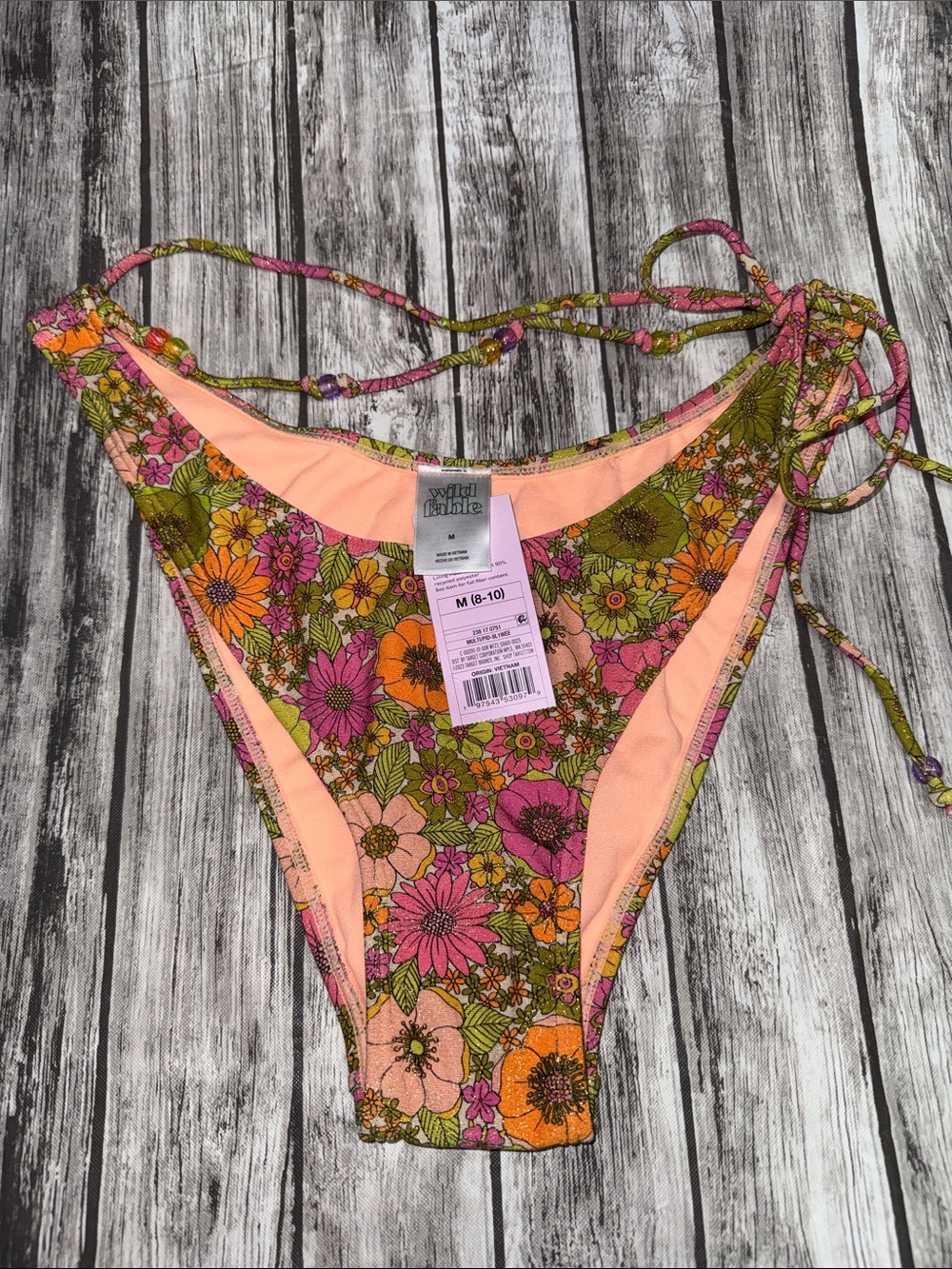 wild fable Pink & Green Floral Girls One-Piece Swimsuit Glitter